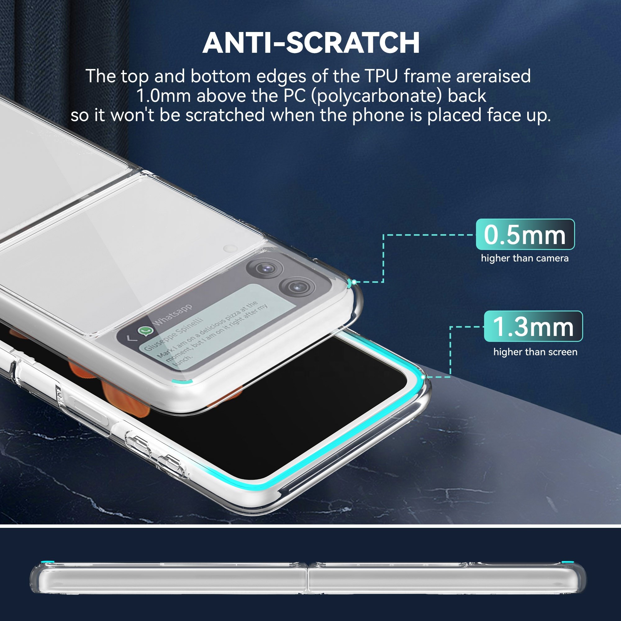 TPU PC Shockproof Hard Mobile Phone Case for Galaxy Z Flip 5g Folding Clear Phone Cover for Samsung Z Flip 3