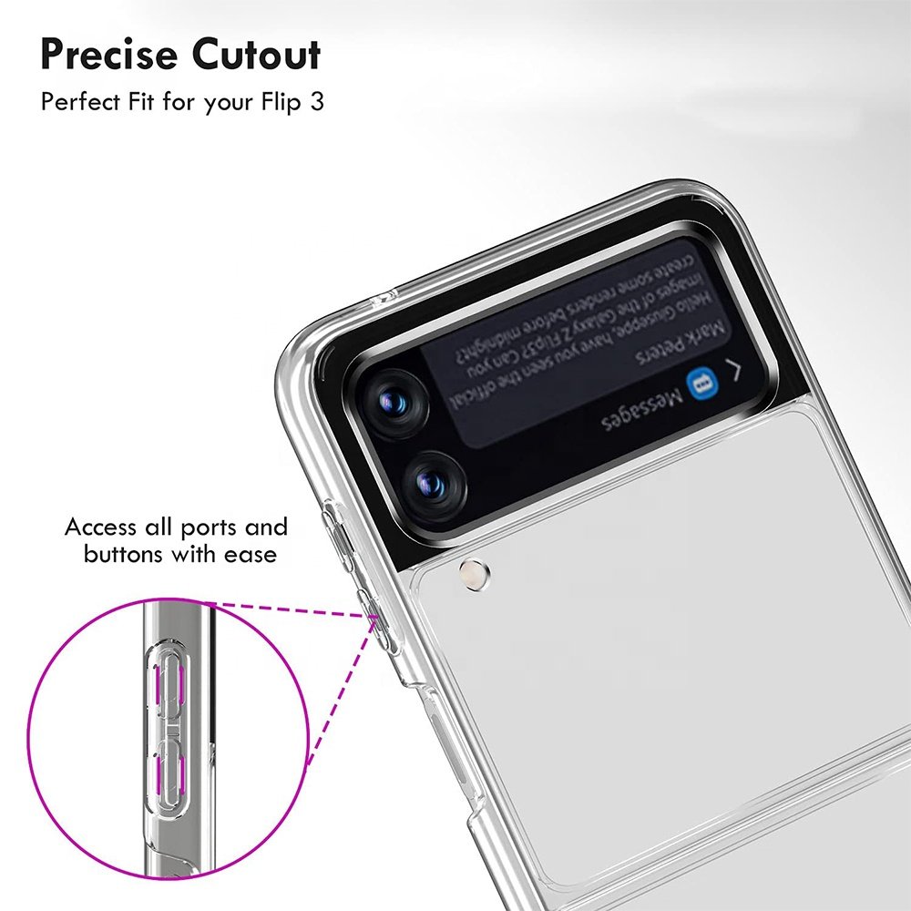 TPU PC Shockproof Hard Mobile Phone Case for Galaxy Z Flip 5g Folding Clear Phone Cover for Samsung Z Flip 3