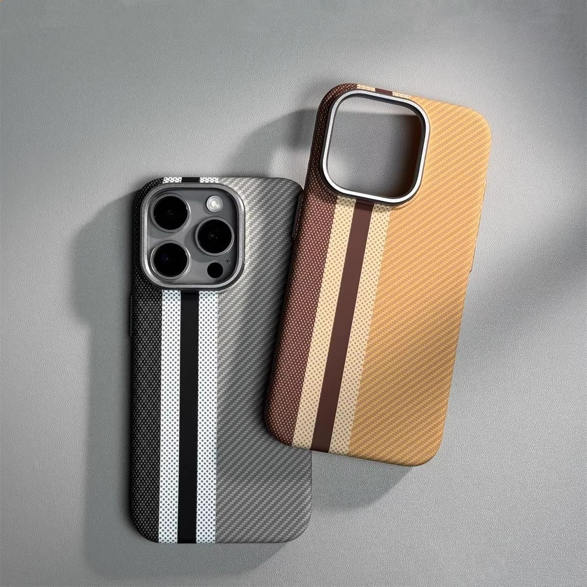 For iPhone 16 15 14 13 12 Pro Max phone cases Kevlar carbon fiber pattern magnetic hard back case Shockproof mobile cover