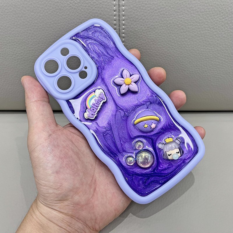 cute for girls 3d doll cartoon anime resin wavy kawaii soft silicone mobile phone cases for iPhone16 15 14 13