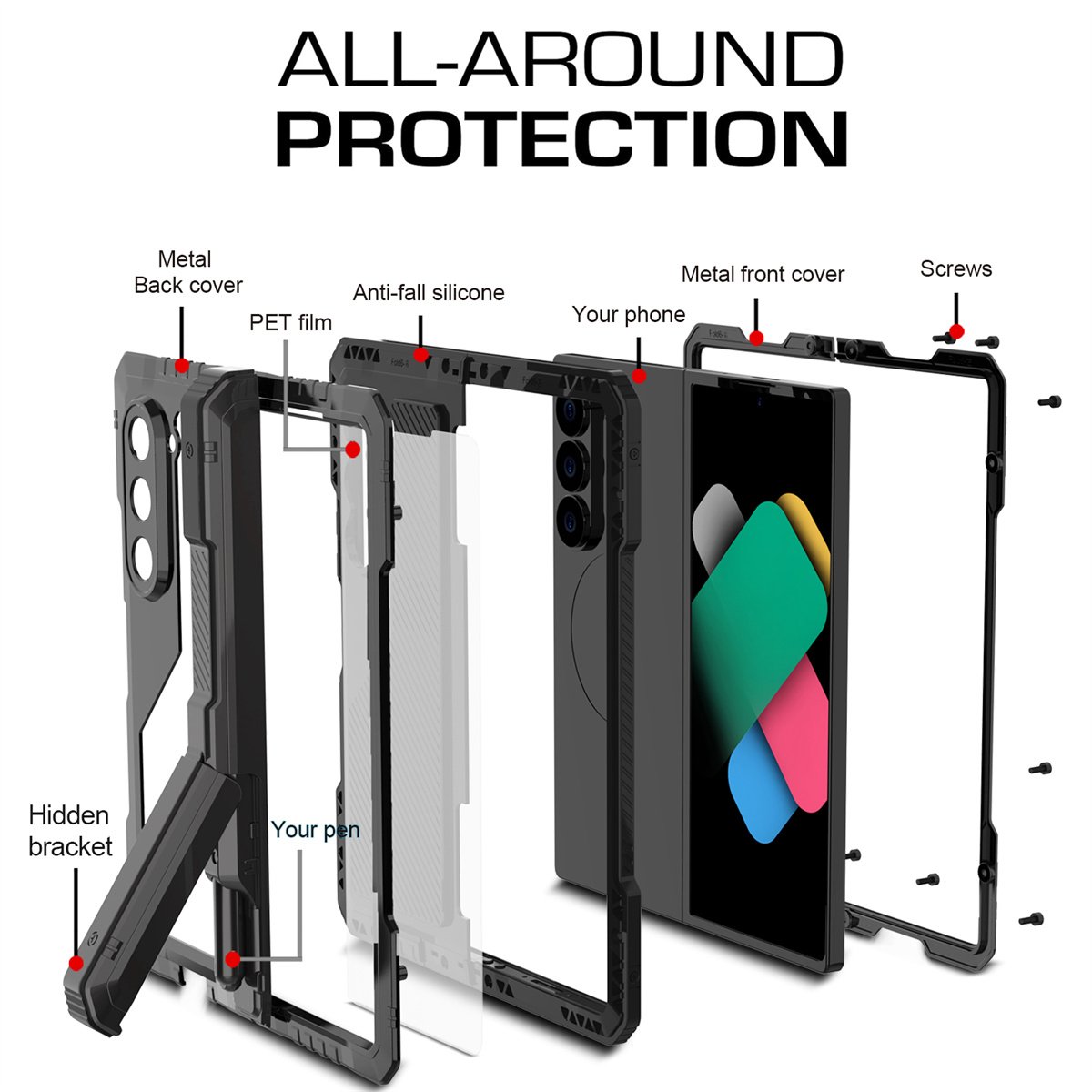 Full Protection Rugged Shockproof Phone Cases For Samsung Galaxy Z Fold 6 Mobile Phone Case