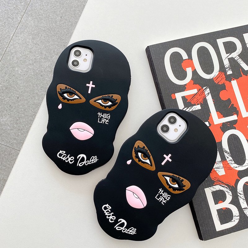 Creative Quirky personality Black Mask Black Widow Silicone Phone Case For iPhone 14 13 12 11 7 8 X XR XS MAX Shockproof Case