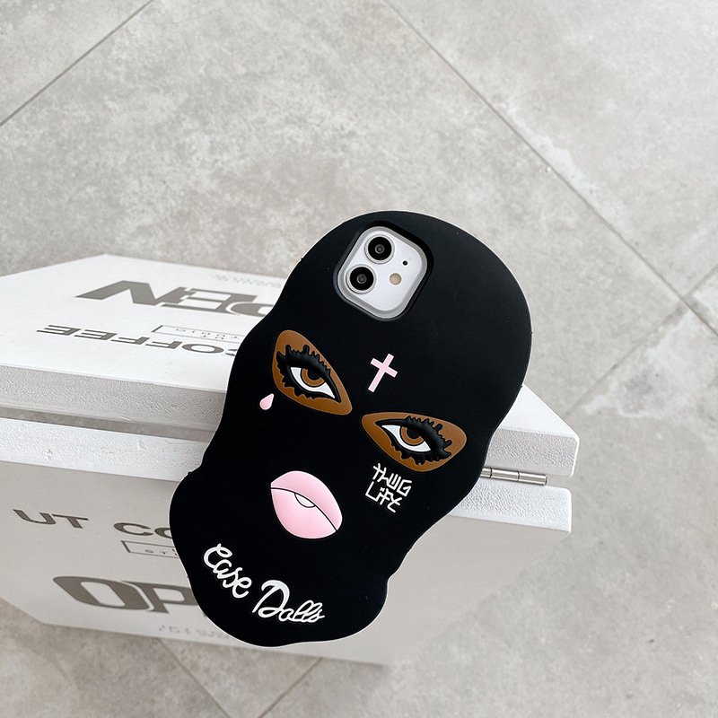 Creative Quirky personality Black Mask Black Widow Silicone Phone Case For iPhone 14 13 12 11 7 8 X XR XS MAX Shockproof Case
