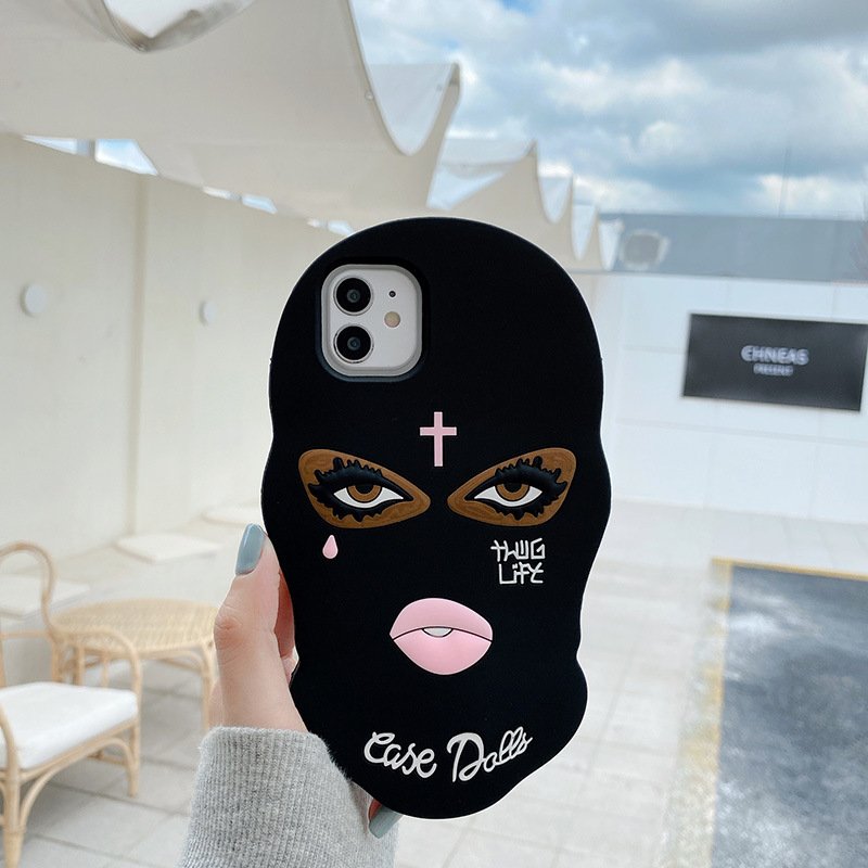 Creative Quirky personality Black Mask Black Widow Silicone Phone Case For iPhone 14 13 12 11 7 8 X XR XS MAX Shockproof Case