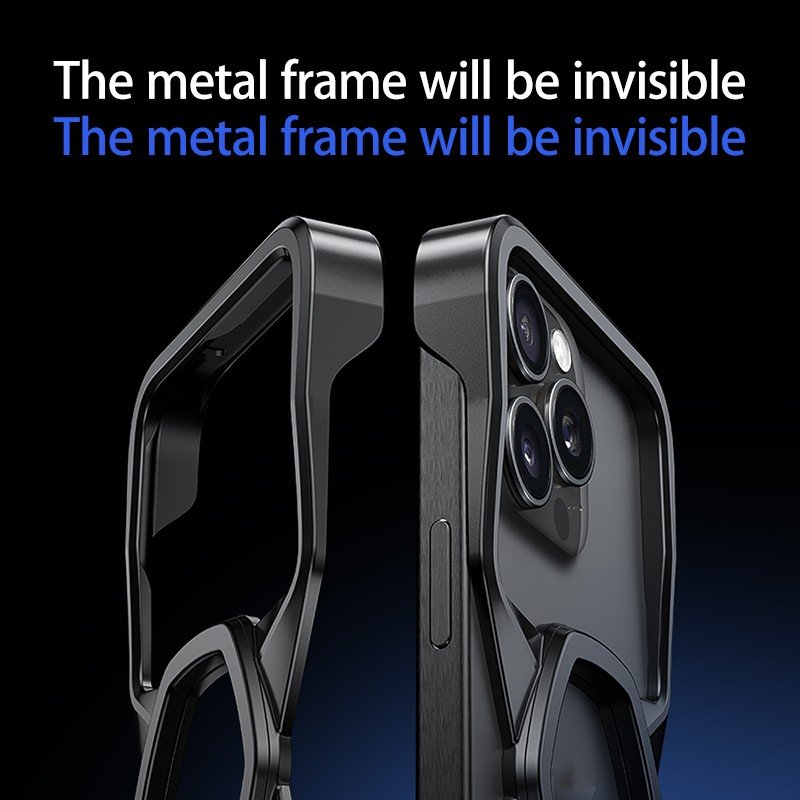 Back Panel Anti-collision Corner Phone Case 2024 Matte PC with Magnetic Ring Holder and Aluminum Alloy 16 15 Pro Max for Iphone
