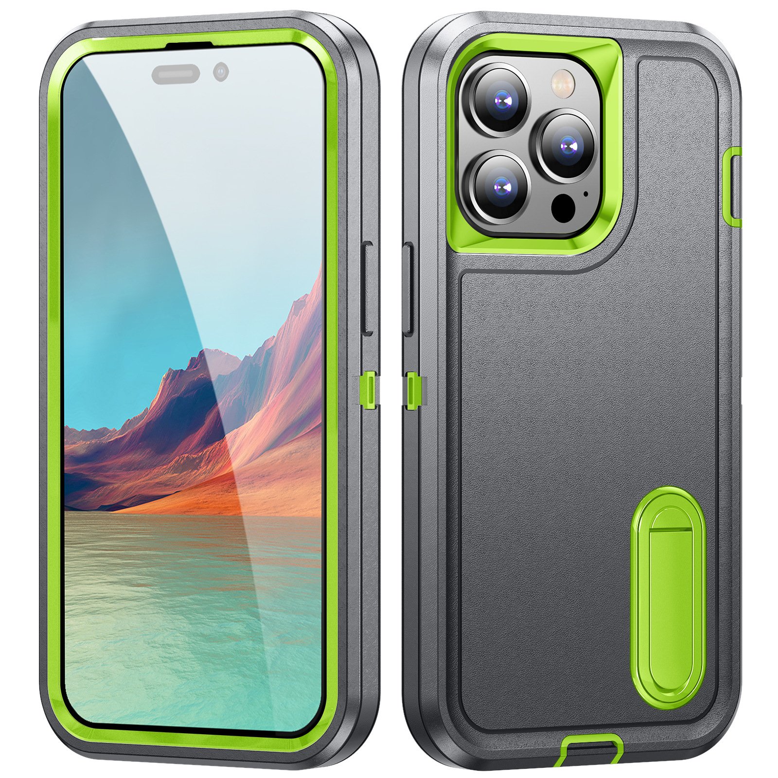 Factory Wholesale Bracket 3 Layer Armor phone Case For Iphone 16 15 Plus 14 13 Pro 12 Pro Max Colourful Protective back cover