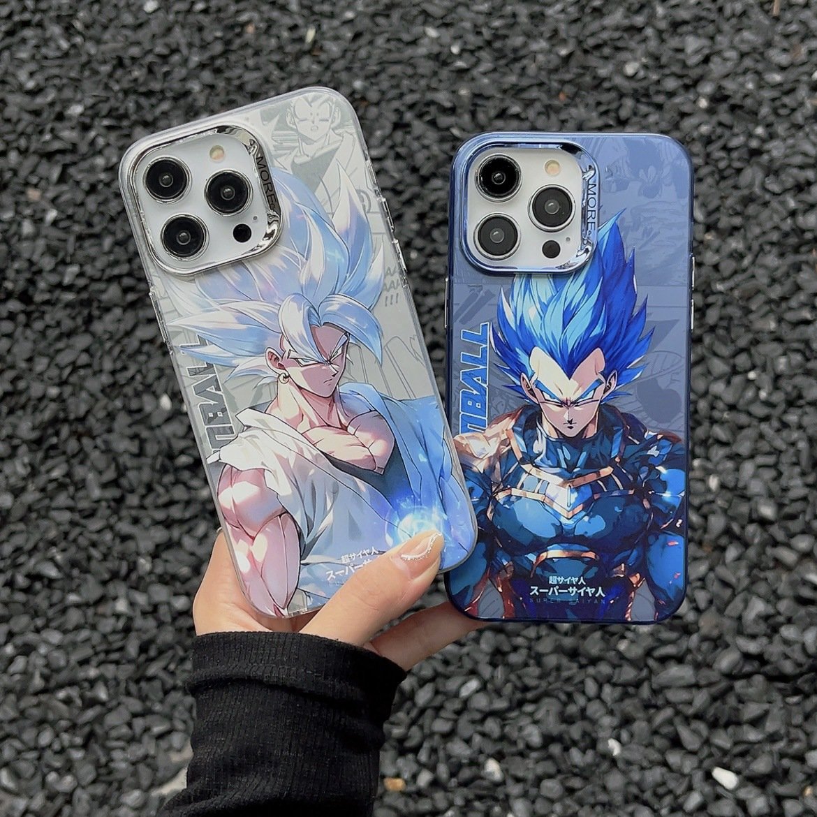 Cartoon Dragon Ball One Piece Luffy Zoro Anime phone case for iPhone 11 12 13 14 15 promax color silver phone accessories