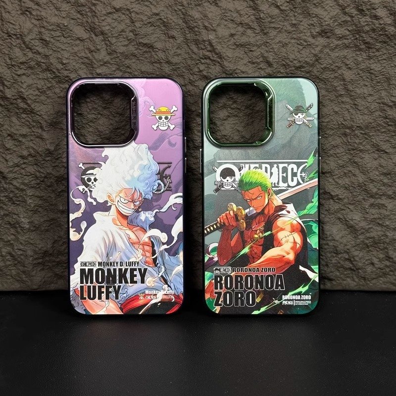 Cartoon Dragon Ball One Piece Luffy Zoro Anime phone case for iPhone 11 12 13 14 15 promax color silver phone accessories