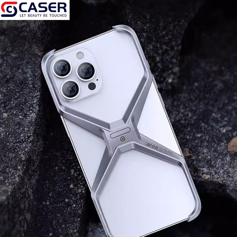 Luxury Irregular Armored Detachable Alloy Hollow Mobile Phone Case Aluminum Light Anti Heat Phone Shell For Iphone 15 16 pro max