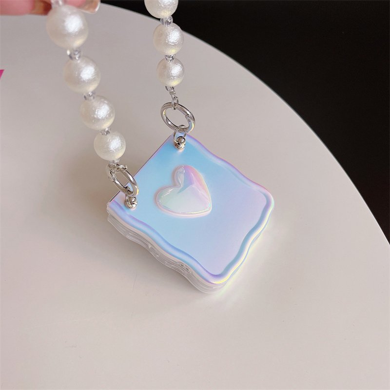 Fashion Colorful Laser 3D Love Heart Bling Glitter Silicone Mobile Phone Case For Samsung Galaxy Z Flip 5 4 3 With Chain