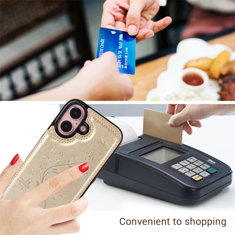 3D Butterfly Embossing Leather Mobile Phone Case for iPhone 16 15 14 13 12 11 Pro max Card Holder Wallet Cover