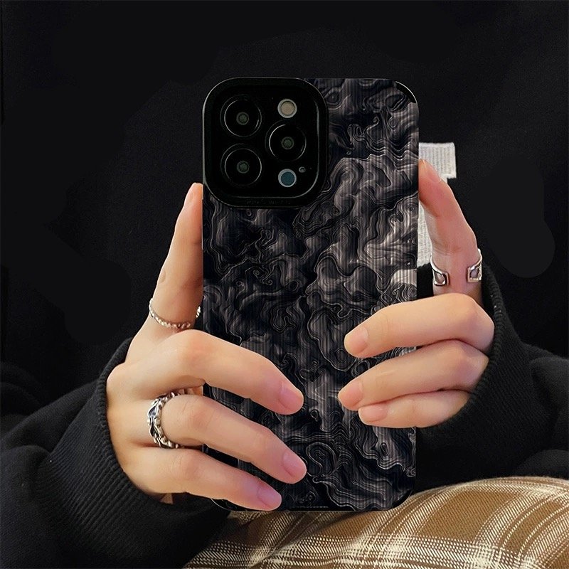 USLION Ink Pattern Style Mobile Phone Case Phone Cover TPU Cell Phone Back Protective Case for iP 14/13/12/11 Pro Max