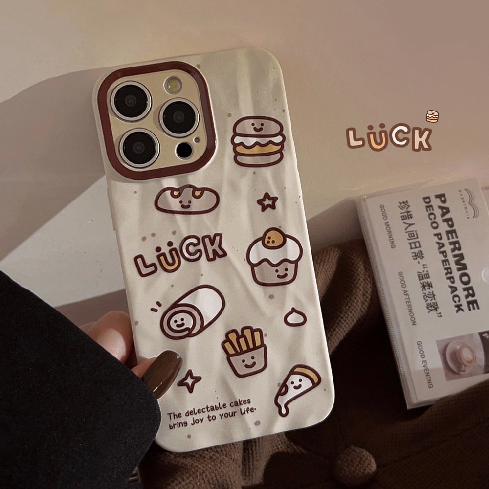 For iPhone 15 14 13 12 11 Pro Max XS XSmax XR X 7 8 Plus All-inclusive Creative Pleated Graffiti Bread Mobile Phone Case
