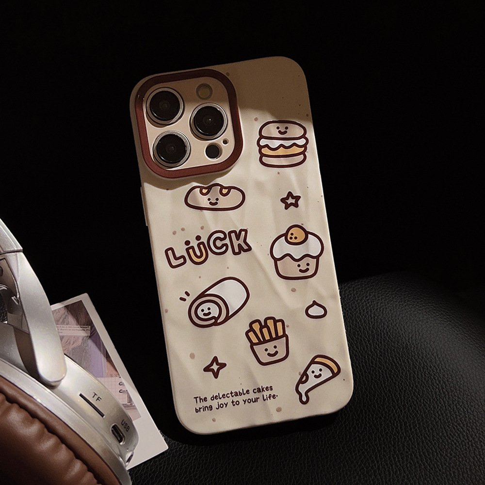 For iPhone 15 14 13 12 11 Pro Max XS XSmax XR X 7 8 Plus All-inclusive Creative Pleated Graffiti Bread Mobile Phone Case
