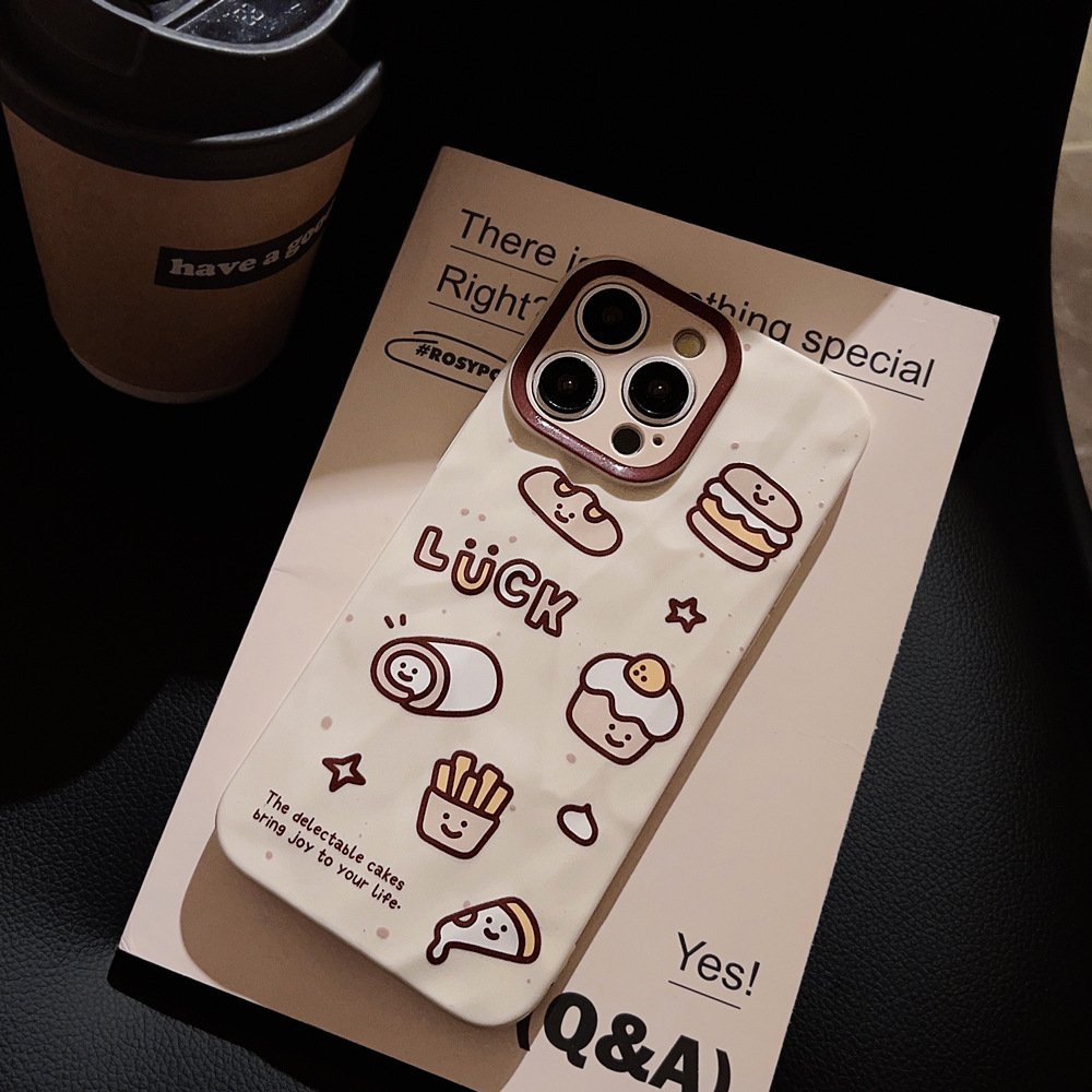 For iPhone 15 14 13 12 11 Pro Max XS XSmax XR X 7 8 Plus All-inclusive Creative Pleated Graffiti Bread Mobile Phone Case