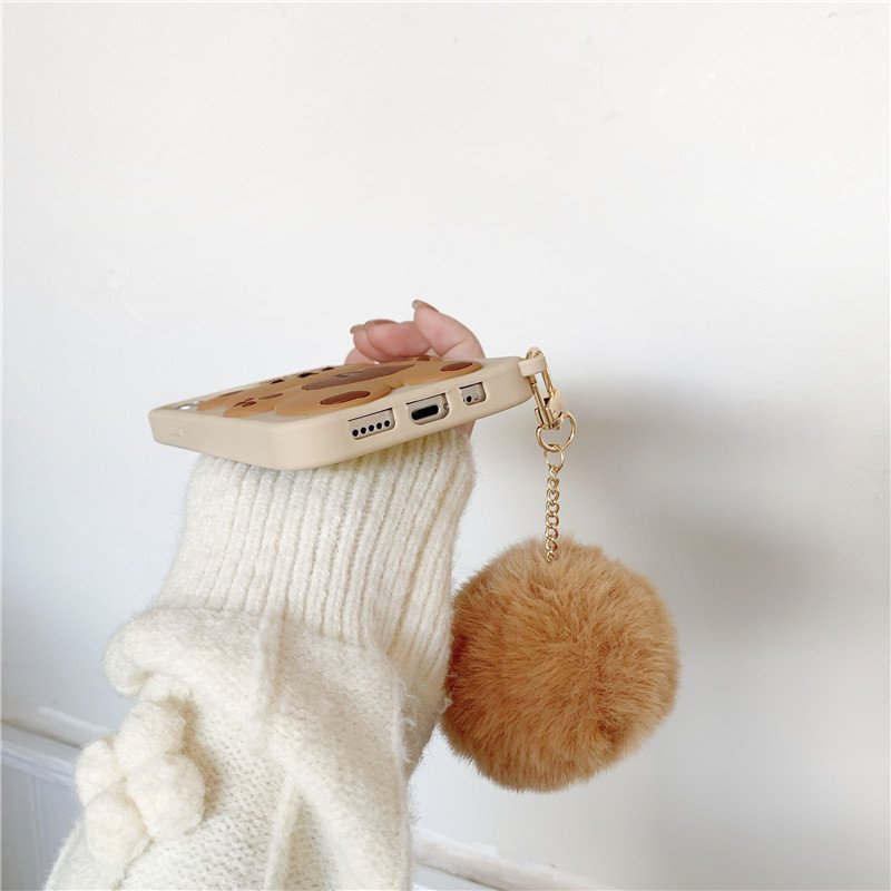 3D Silicone Cute Cartoon Bear Mobile Phone Case With Keychain Cover For iPhone 15 Pro Max 14 13 11 12 plus Custom Design