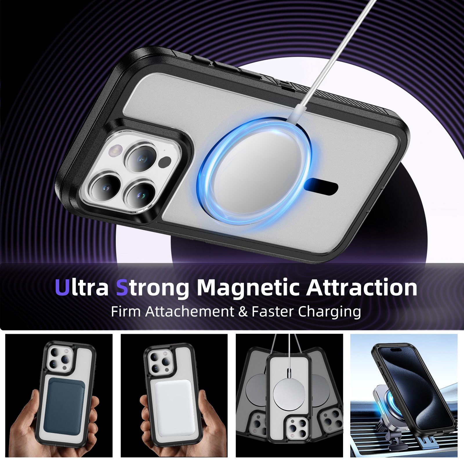 HYTO Magnetic Case For iPhone 16 Pro Max 15 Shockproof Heavy Duty Rugged Mobile Phone Case Cover