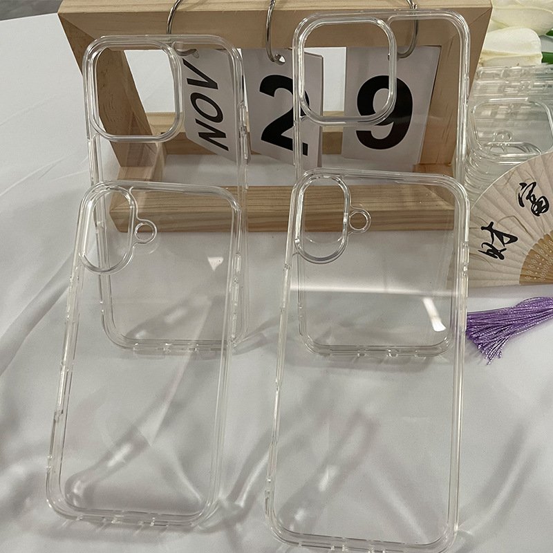 Suitable for iPhone 16 flat transparent acrylic mobile phone case airbag anti-fall two-in-one protective cover