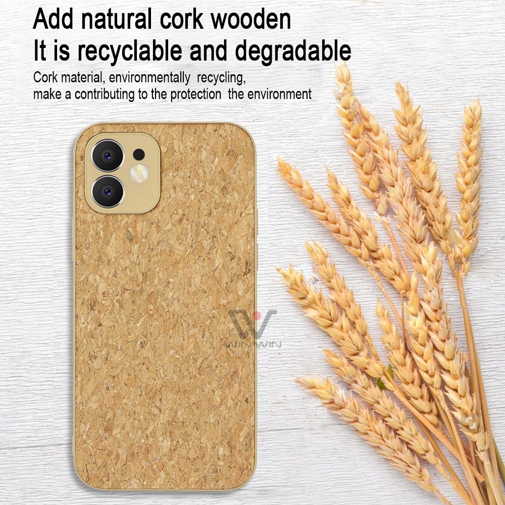 Eco-friendly Blank Cork Wood Cover Soft Mobile Phone Bags & Cases For iPhone 14 Pro Max 13 Mobile Case