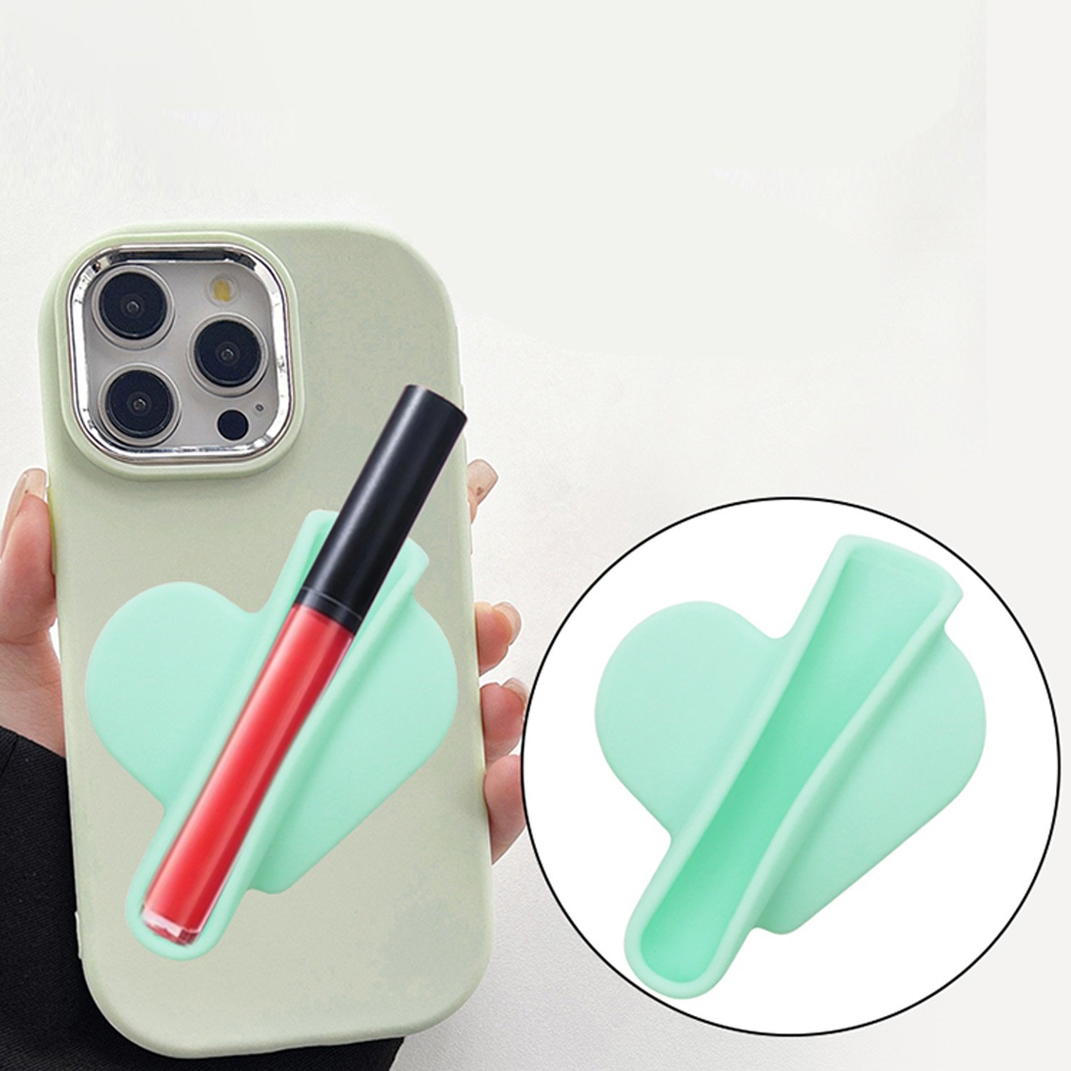 Private Model Silicone Lip Gloss Holder with Magnetic Adsorption for iPhone Lip Treatment Lipstick Cover for Mobile Phone Cases
