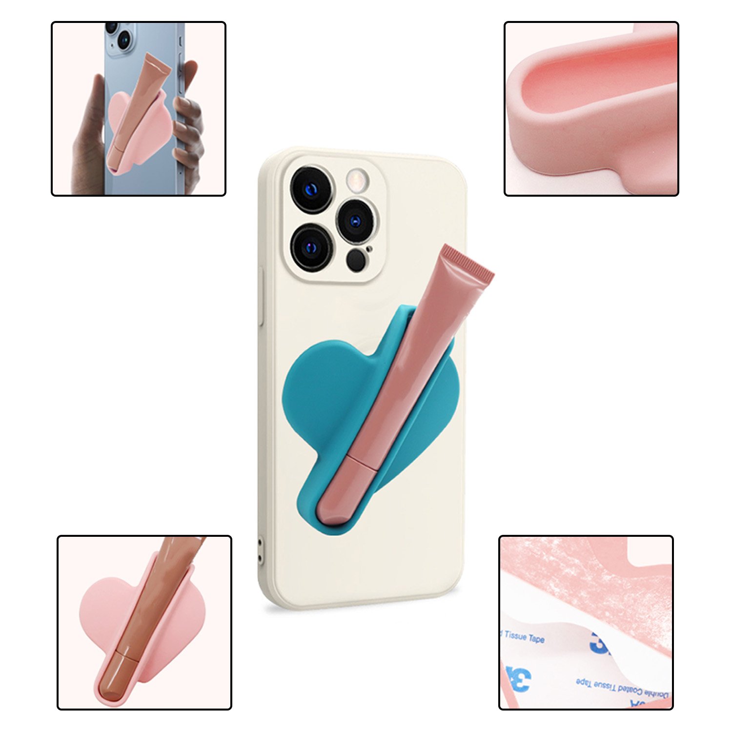 Private Model Silicone Lip Gloss Holder with Magnetic Adsorption for iPhone Lip Treatment Lipstick Cover for Mobile Phone Cases