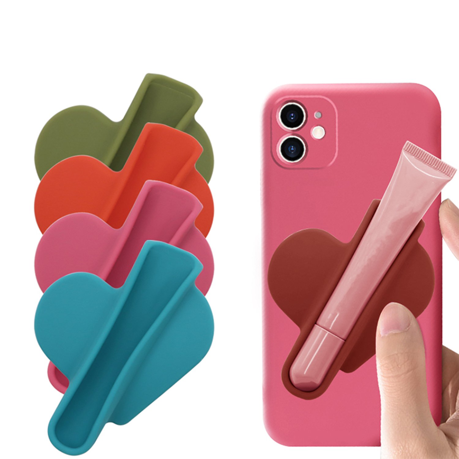 Private Model Silicone Lip Gloss Holder with Magnetic Adsorption for iPhone Lip Treatment Lipstick Cover for Mobile Phone Cases