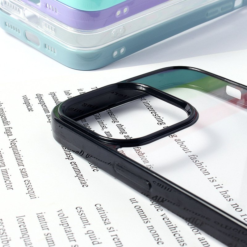 Fashion Acrylic color groove transparent phone case for iphone 11 14 15 16 promax 12 13 mini high quality DIY phone accessories