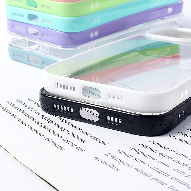 Fashion Acrylic color groove transparent phone case for iphone 11 14 15 16 promax 12 13 mini high quality DIY phone accessories