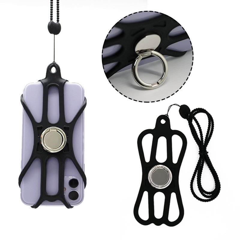 Professional Manufacturer Wholesale Silicone Phone Case Lanyard Mobile Phone Case with Ring Multifunction Camouflage Phone Case