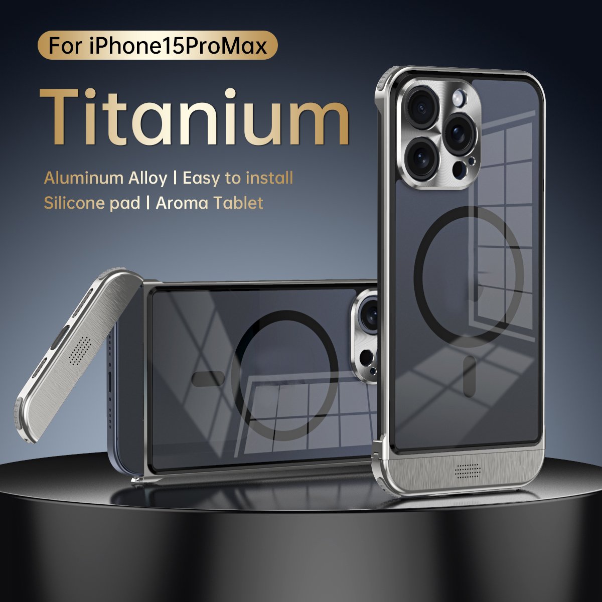 trendy product 2024 new arrival wireless charging camera protection aluminum glass mobile phone case for iphone 15 pro max 14 13