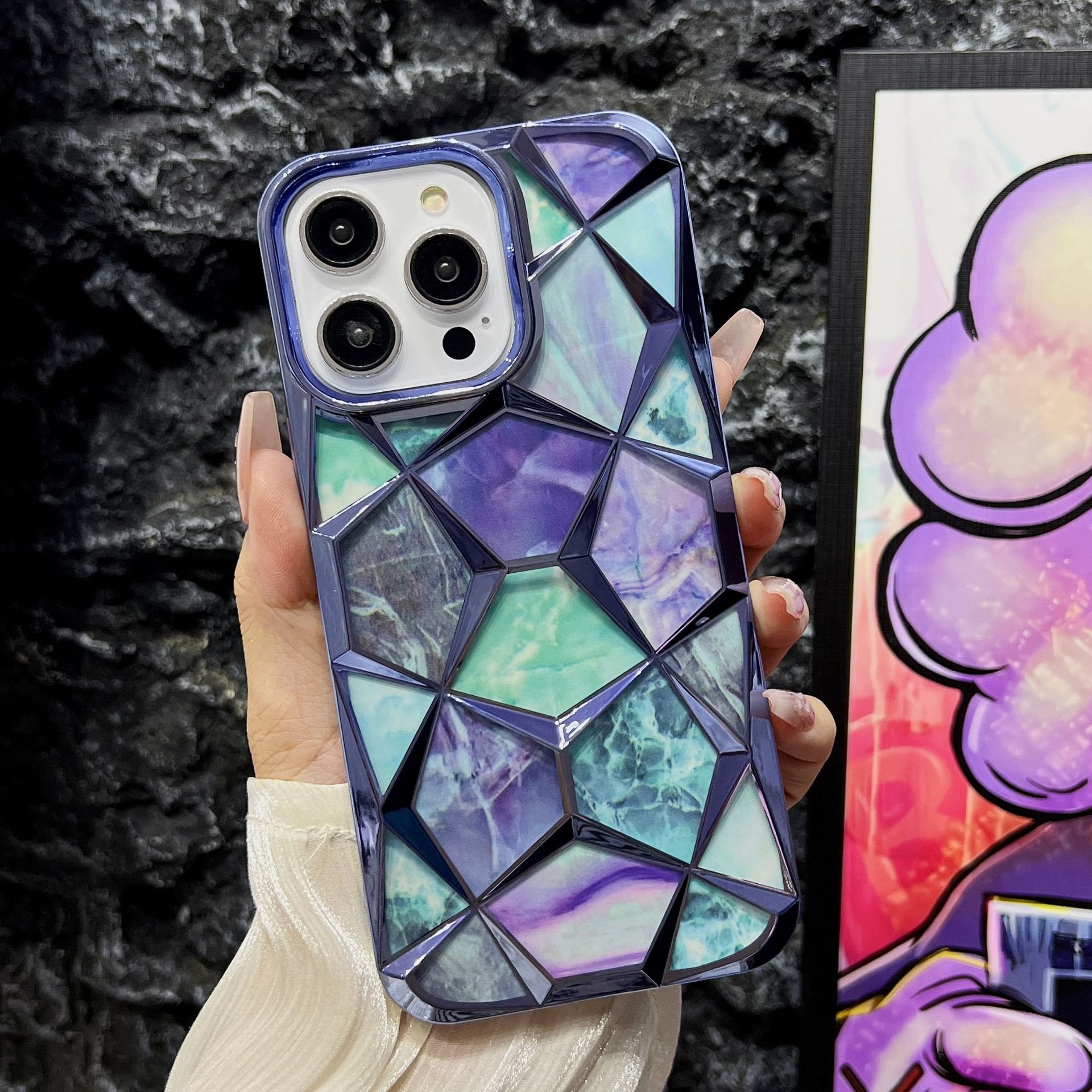 Suitable for iPhone16Promax 15pro Luxury phone case marble stereo 13 electroplating 12 advanced sense 14promax
