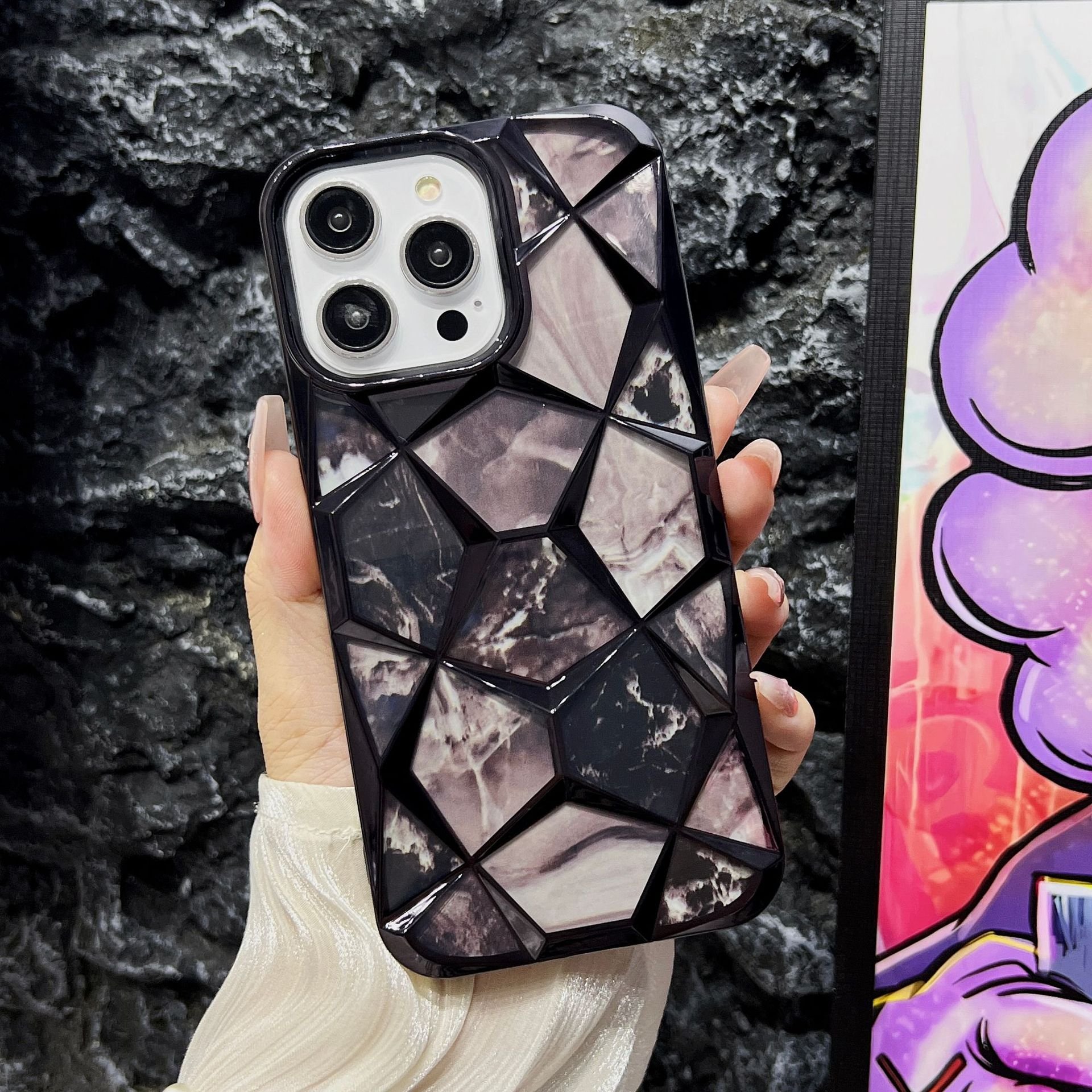 Suitable for iPhone16Promax 15pro Luxury phone case marble stereo 13 electroplating 12 advanced sense 14promax