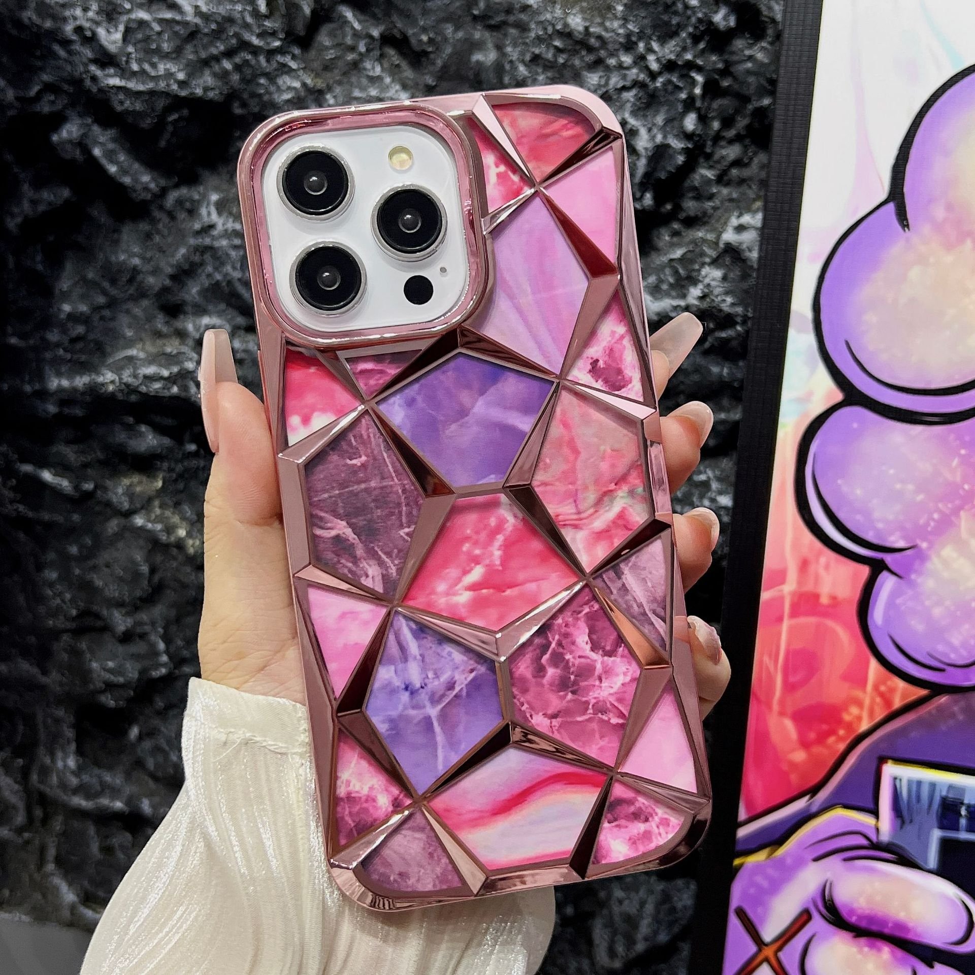 Suitable for iPhone16Promax 15pro Luxury phone case marble stereo 13 electroplating 12 advanced sense 14promax