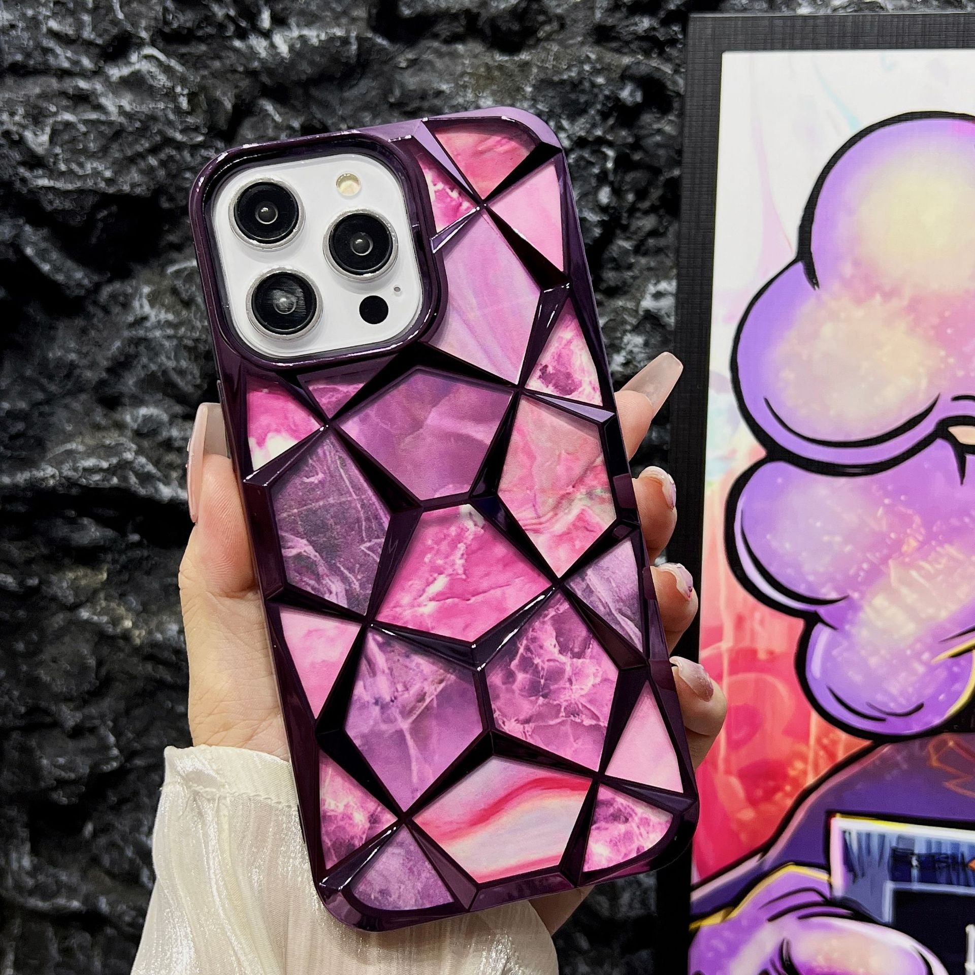 Suitable for iPhone16Promax 15pro Luxury phone case marble stereo 13 electroplating 12 advanced sense 14promax