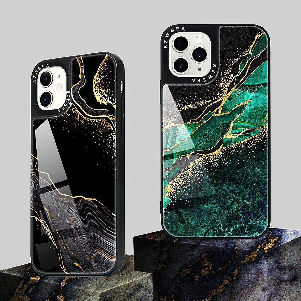 Custom LOGO Brand Name TPU Acrylic Two in one Mobile Phone Cases for iphone 11 12 13 14 15 16 pro max marble phone case cover