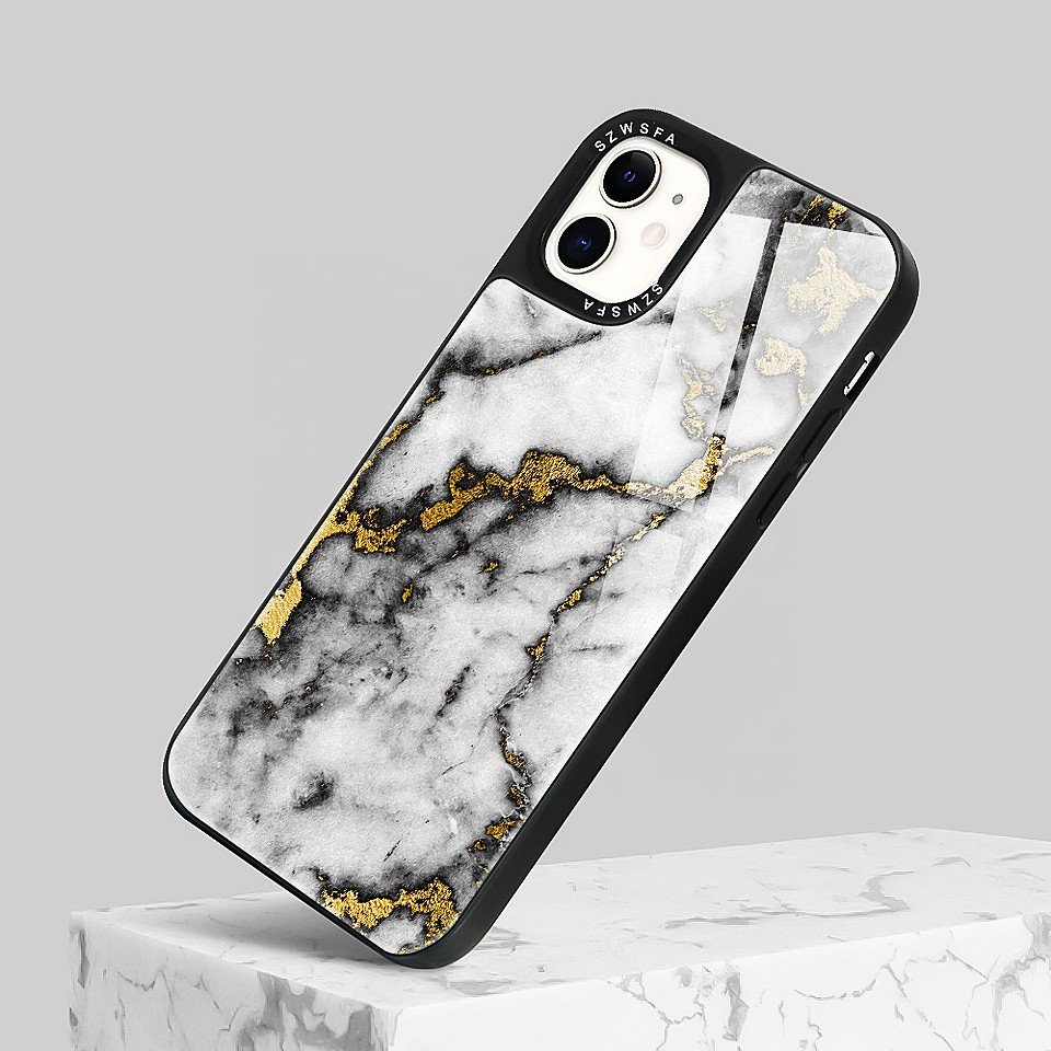 Custom LOGO Brand Name TPU Acrylic Two in one Mobile Phone Cases for iphone 11 12 13 14 15 16 pro max marble phone case cover