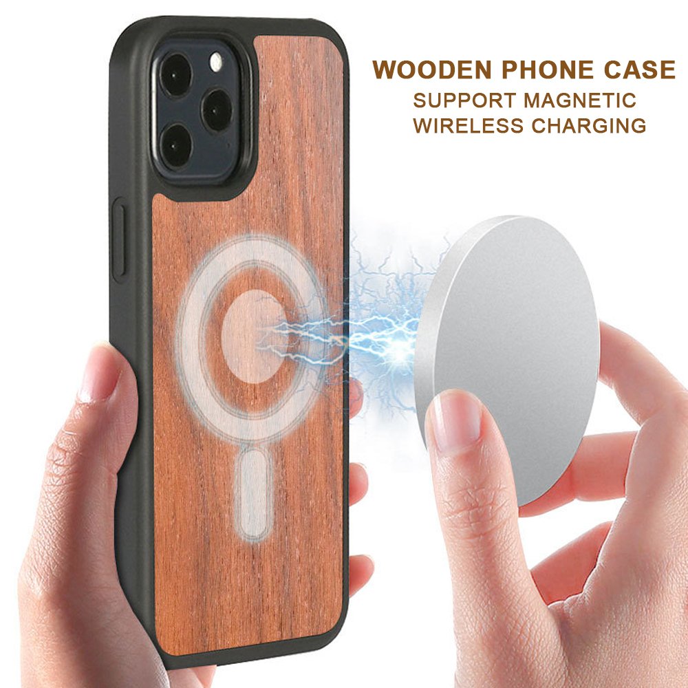 Anti-shock Wood Wholesale Cell Phone Case Magnetic Phone Cover for iPhone 13 Mini 13 14 Pro Max Phone Case