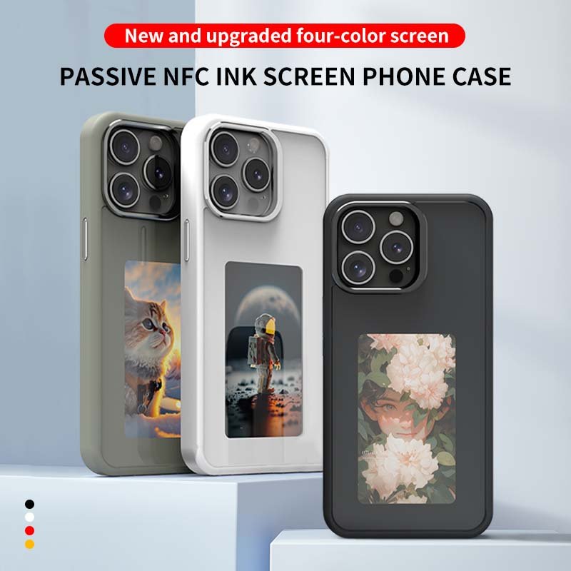 New Luxury Mobile Accessory E-Ink Smart Cover Screen Display Shockproof Business Silicone NFC Phone Case for iPhones 15 Pro Max