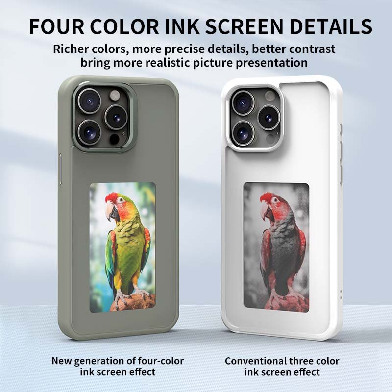 New Luxury Mobile Accessory E-Ink Smart Cover Screen Display Shockproof Business Silicone NFC Phone Case for iPhones 15 Pro Max