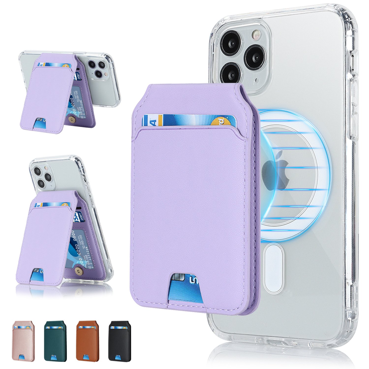 Magnetic Pu Leather Mobile Phone Case Card Pocket For Iphone Samsung Mobile Phone Credit Cards Wallet Holder