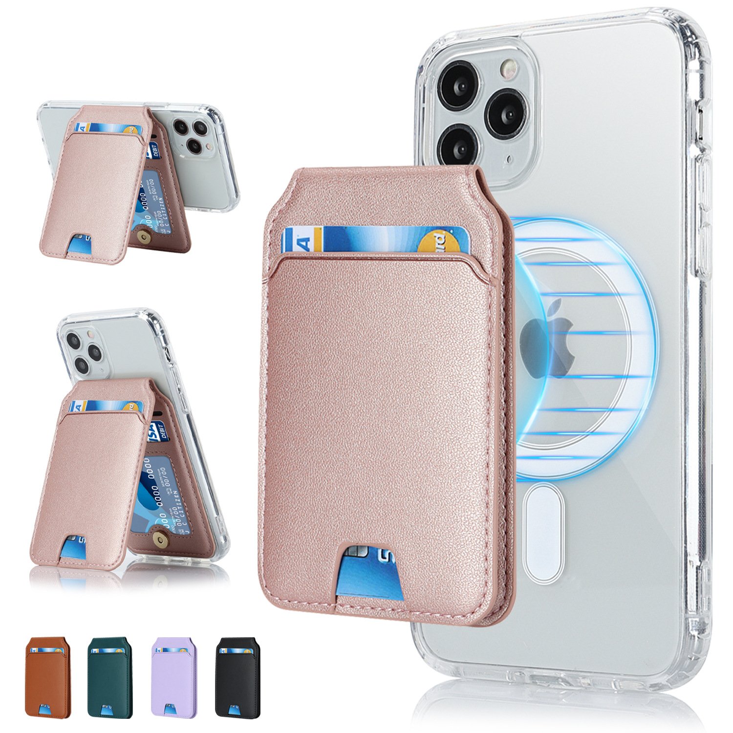 Magnetic Pu Leather Mobile Phone Case Card Pocket For Iphone Samsung Mobile Phone Credit Cards Wallet Holder