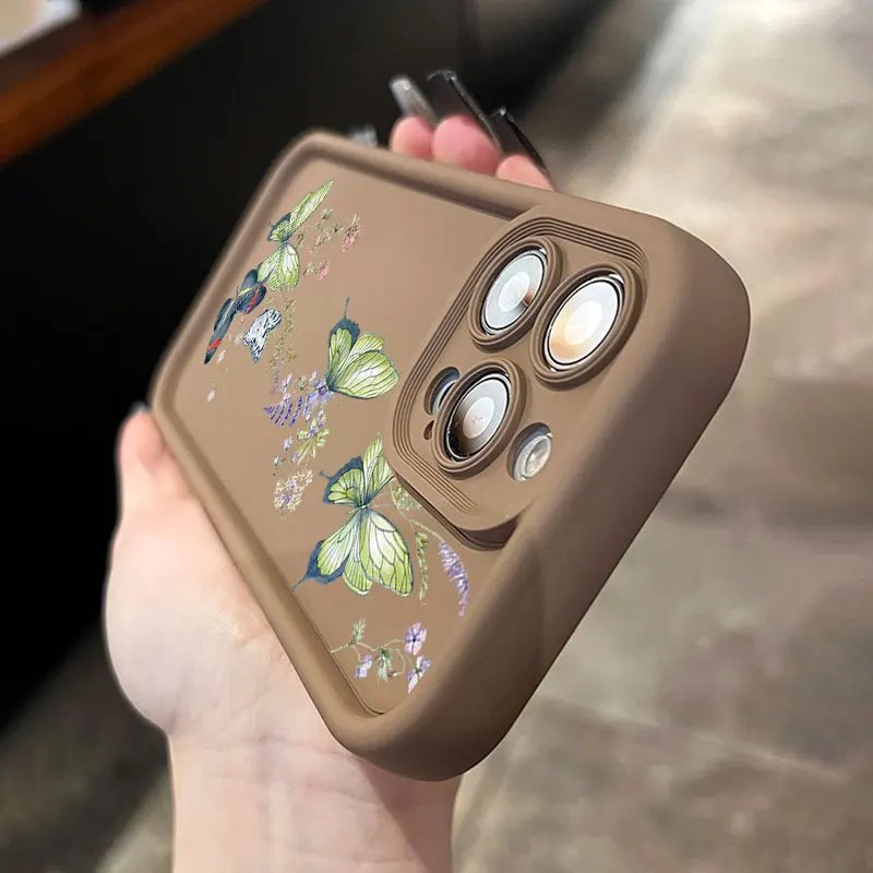 Artistic Painting Butterfly For IPhone15 11 12 13 14 ProMax XSmax XR X 7 8 14 15Plus Anti-slip And Anti-fall Phone Case