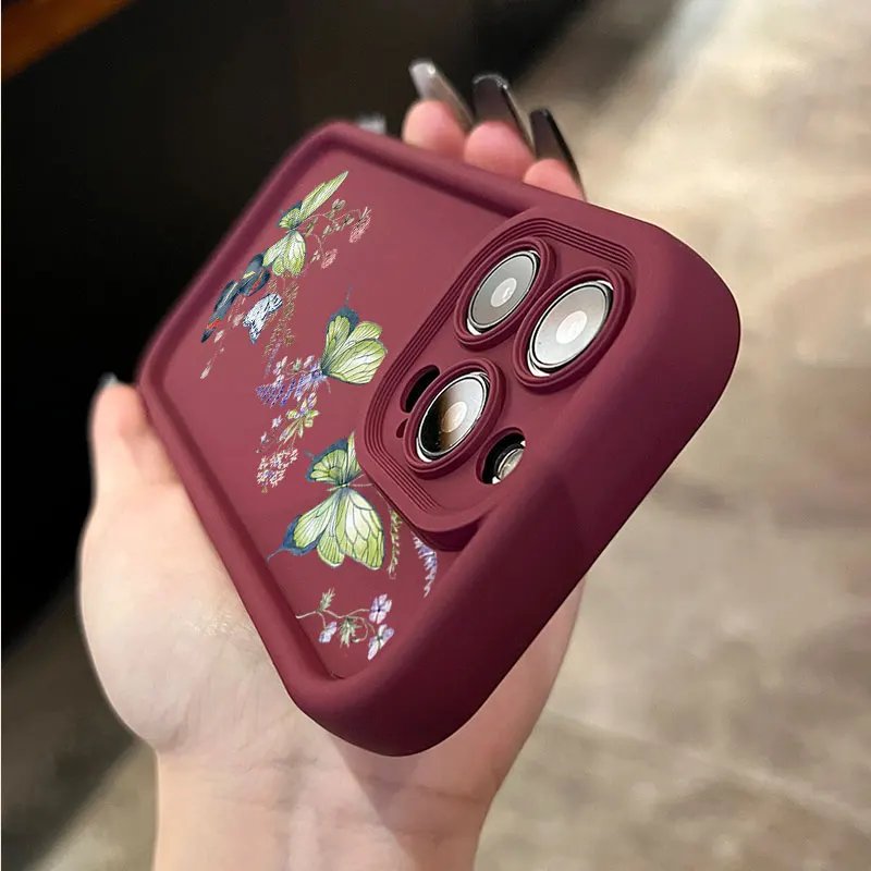Artistic Painting Butterfly For IPhone15 11 12 13 14 ProMax XSmax XR X 7 8 14 15Plus Anti-slip And Anti-fall Phone Case