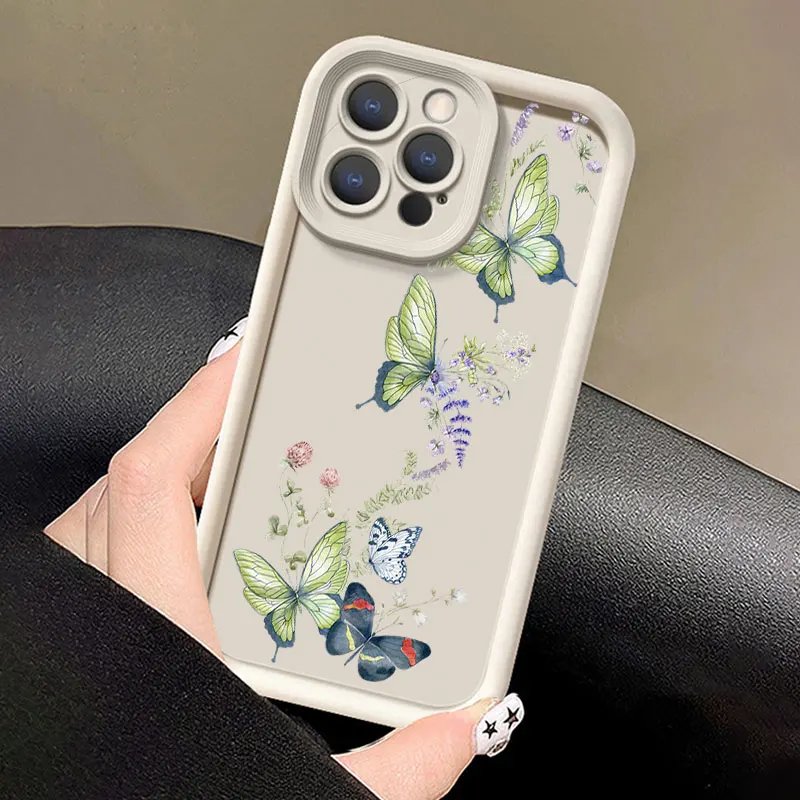 Artistic Painting Butterfly For IPhone15 11 12 13 14 ProMax XSmax XR X 7 8 14 15Plus Anti-slip And Anti-fall Phone Case