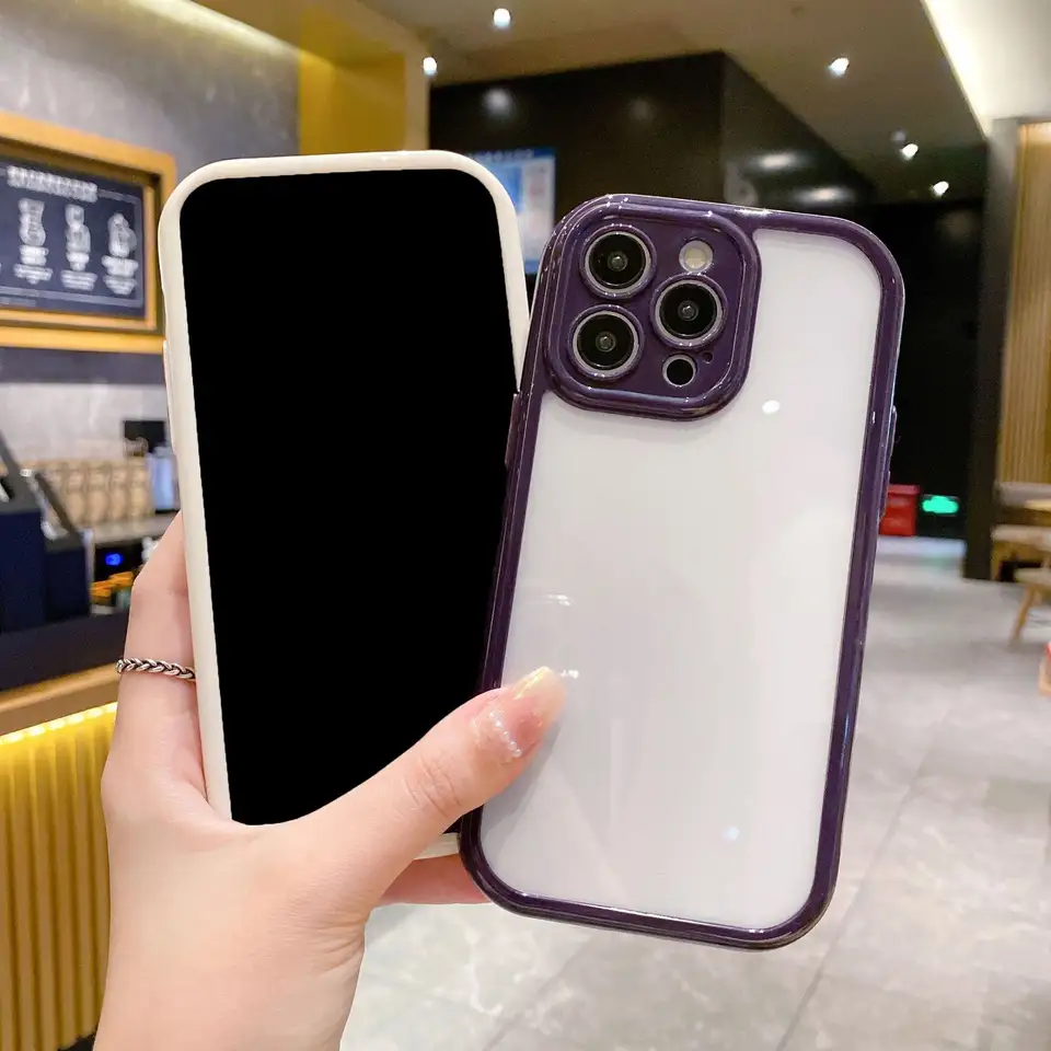 For iPhone 14 13 12 11 Anti Drop TPU Protective Cover For iPhone 15 New Arrival Glossy Cream Transparent Clear Mobile Phone Case