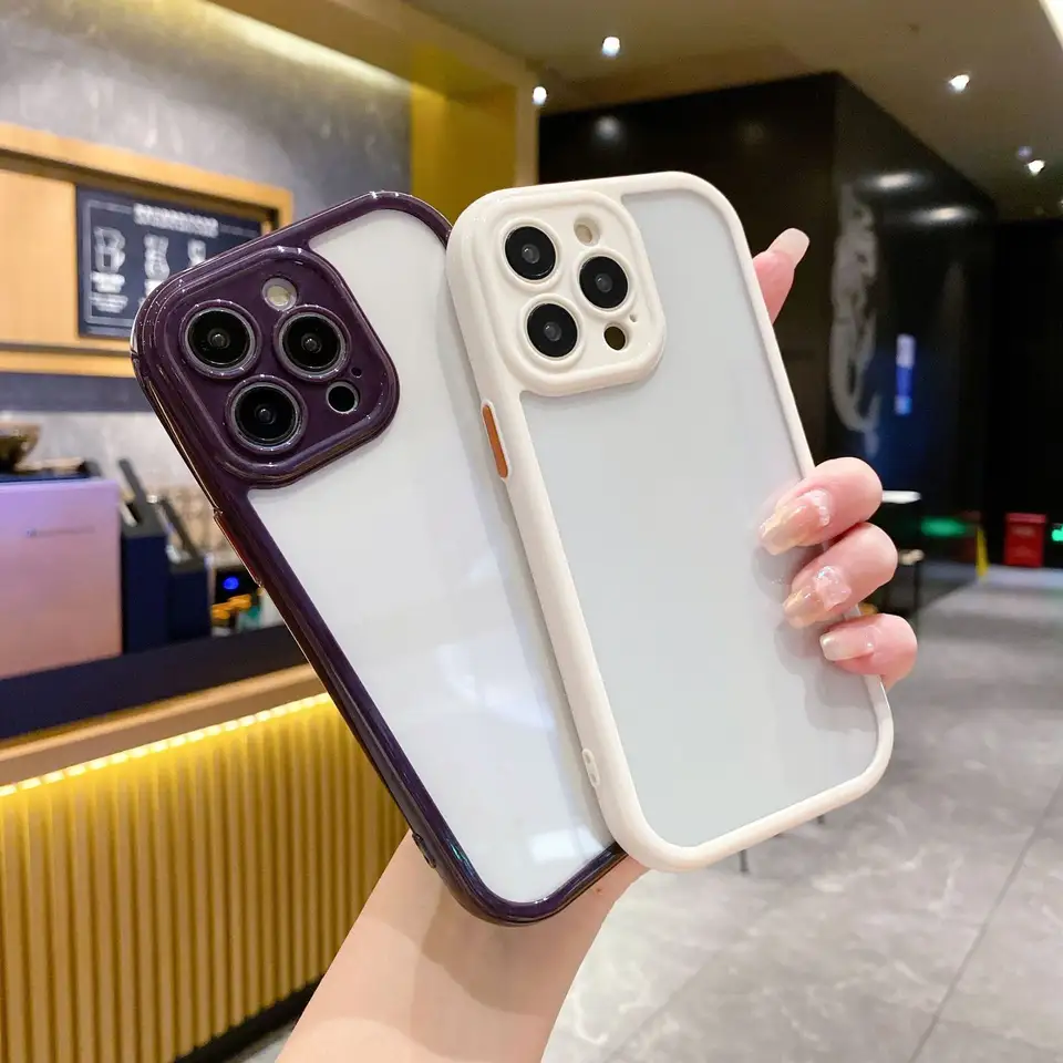 For iPhone 14 13 12 11 Anti Drop TPU Protective Cover For iPhone 15 New Arrival Glossy Cream Transparent Clear Mobile Phone Case