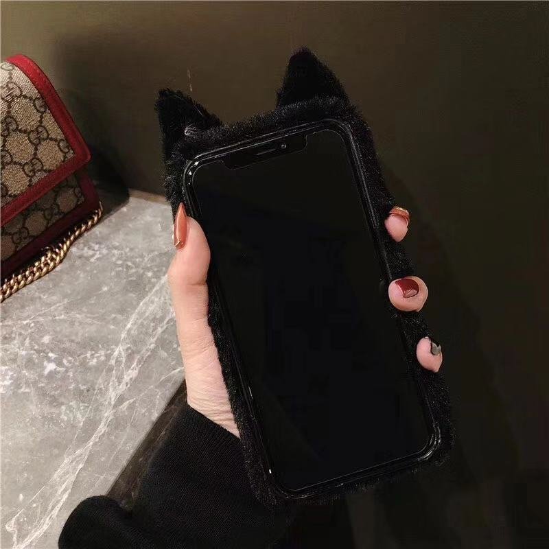 3D Handmade Fuzzy Fur Cute Cat Mobile Phone Case for iPhone 6 7 8 Plus X XR XS MAX