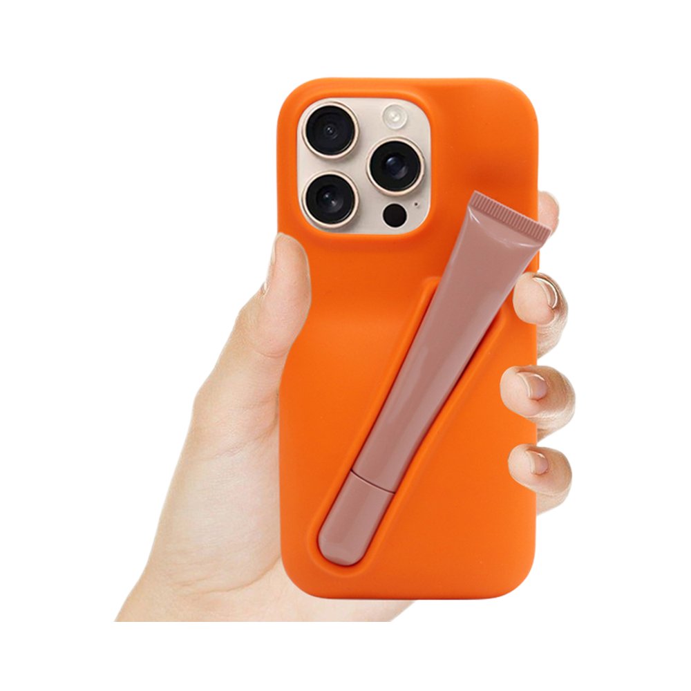 Leyi New Arrival Silicone Phone Cover for iphone 16 pro max Lip Gloss Case Lipstick Mobile Phone Case Lipstick Holder cover