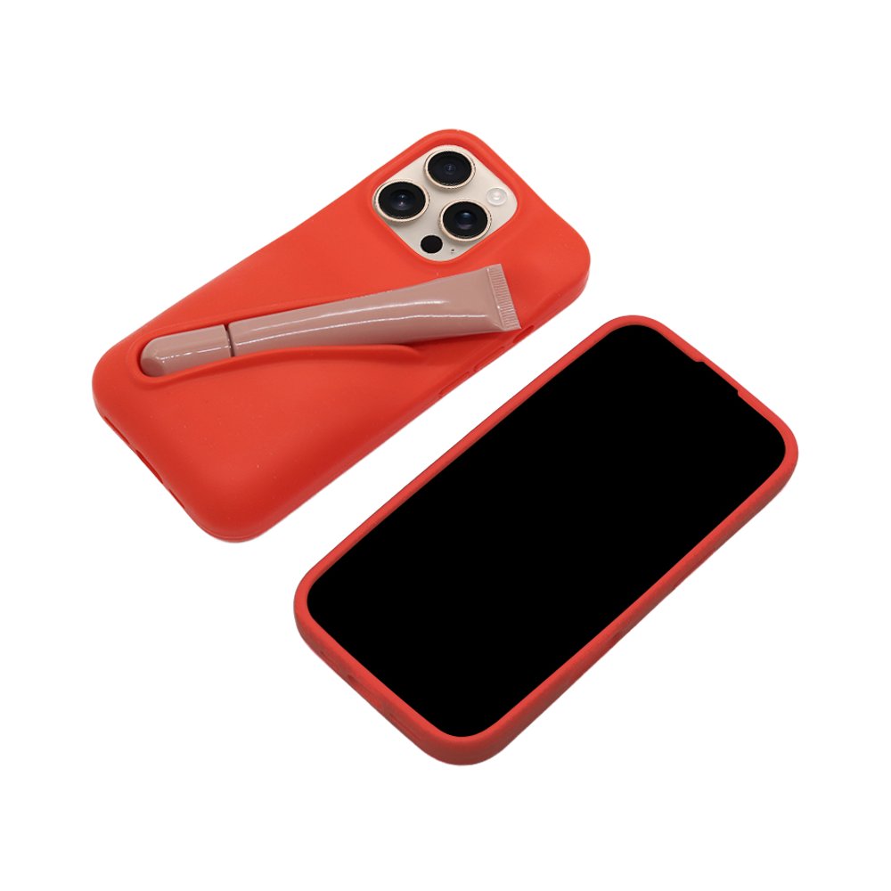 Leyi New Arrival Silicone Phone Cover for iphone 16 pro max Lip Gloss Case Lipstick Mobile Phone Case Lipstick Holder cover