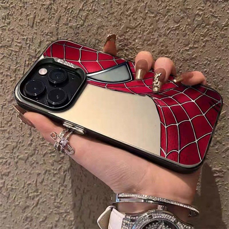 Hot selling Half face Spider Man frosted is suitable for Apple 15 promax 14 Pro phone case
